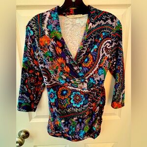Peruvian Connection Colorful Cyprus Top in Size S, NWOT